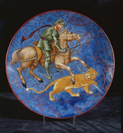 Charger with a Mounted Knight Attempting to Spear a Leopard by William de Morgan